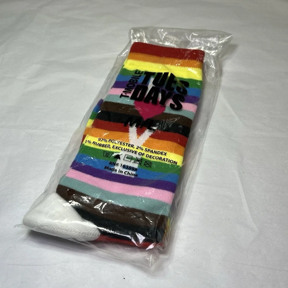 Tmobile Size M/L Rainbow Love Pride LGBT LGBTQIA Tuesday Socks Crew Socks Unisex